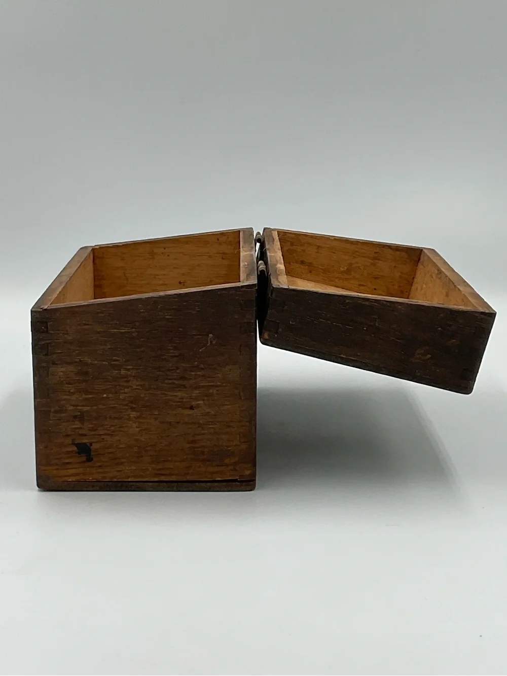 Vintage Wooden Dovetailed Recipe Box Primitive Rustic